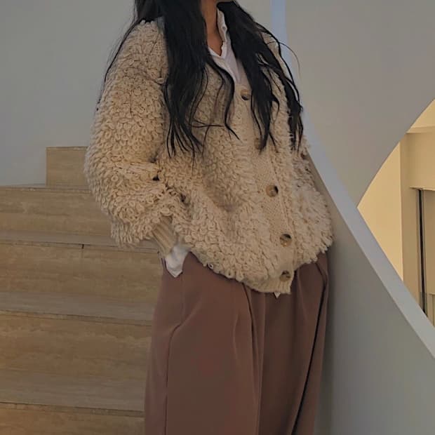 뽀글이 퍼 가디건