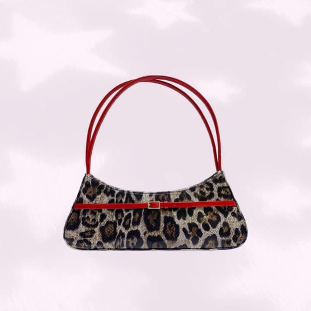 TTMAB 미니버클 스몰 바게트백 레오파트 