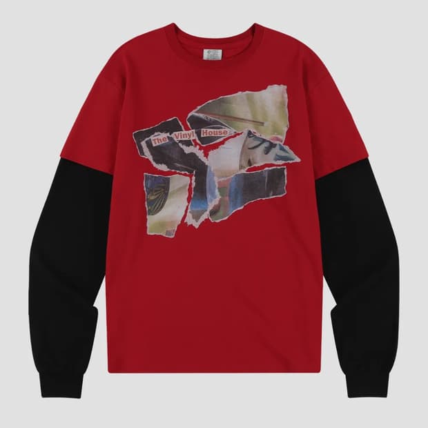 더바이닐하우스 TORN PAPER LS TEE RED