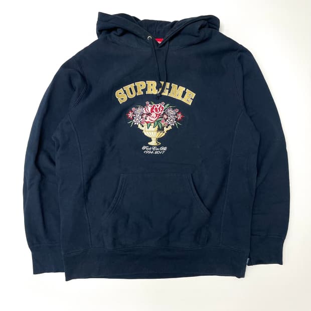 [L] 슈프림17fw 센터피스 후드 네이비