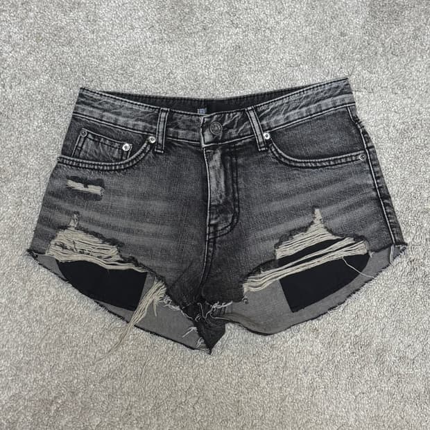 보헤미안서울 디스트로이드 그레이 데님 쇼츠 S