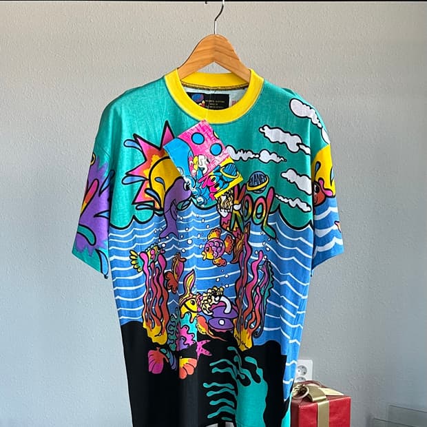 [XL](새상품)90s USA KOOL 컬러풀 아트 티셔츠