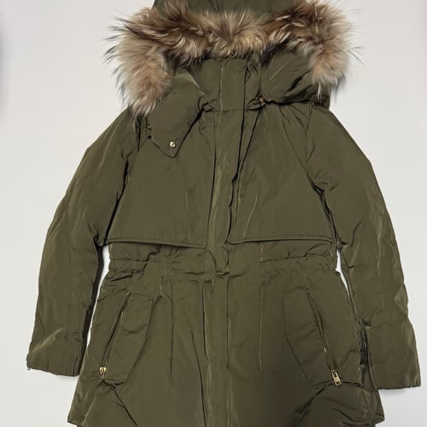 여성 한섬 sjsj 너구리 후드 퍼 패딩 점퍼