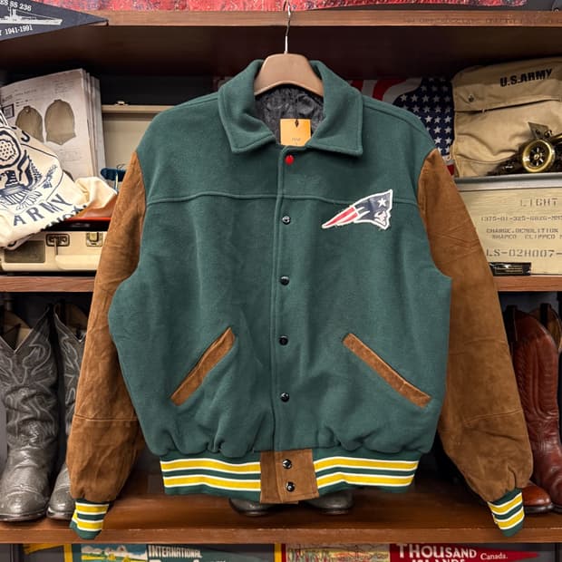 NFL 뉴 잉글랜드 패트리어츠 빅로고 스웨이드 암 바시티 자켓 N2253