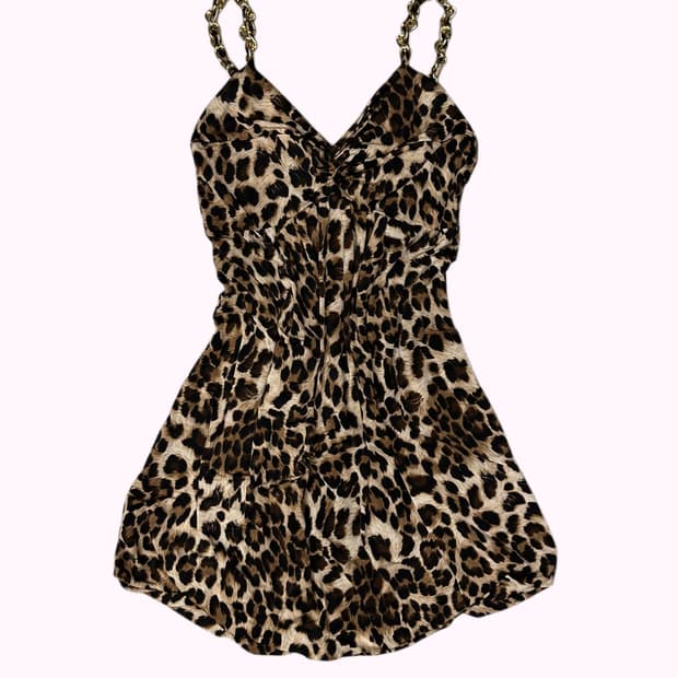 KNICK KNACK leopard chain gyaru dress