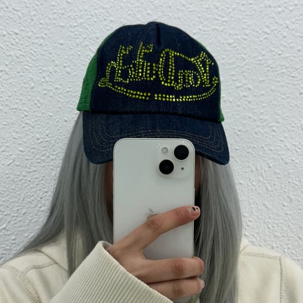 본더치 y2k 레온비즈 데님 볼캡