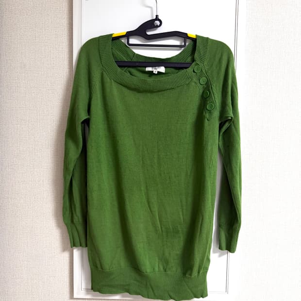 vintage 오프숄더 단추 슬리브 