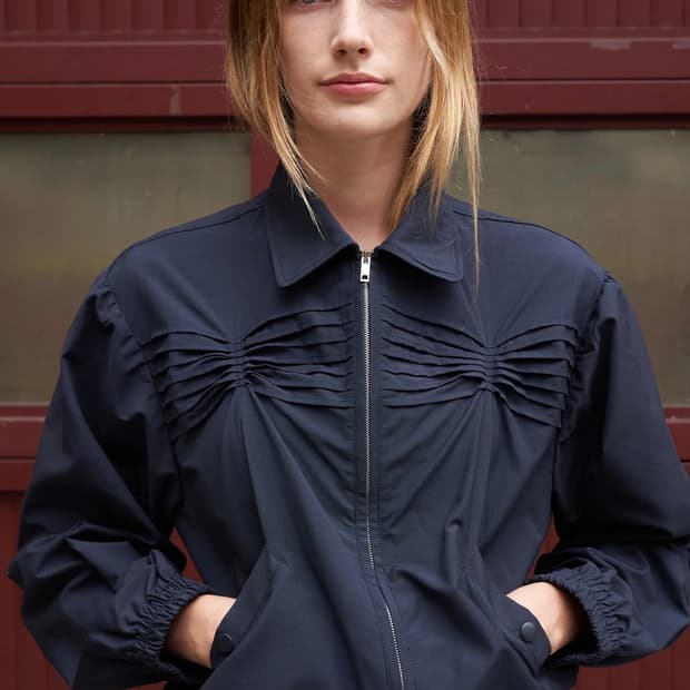 페스토 네이비 셔링 붐버 자켓 