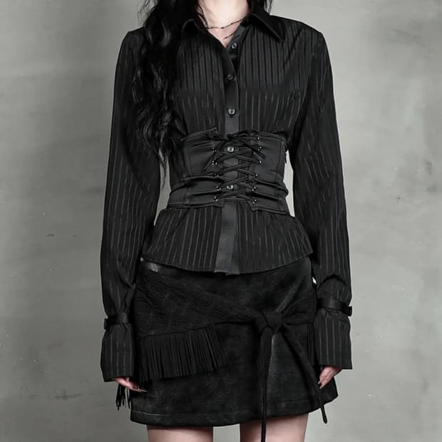 달링유어배드 SATIN MIX CORSET SHIRT
