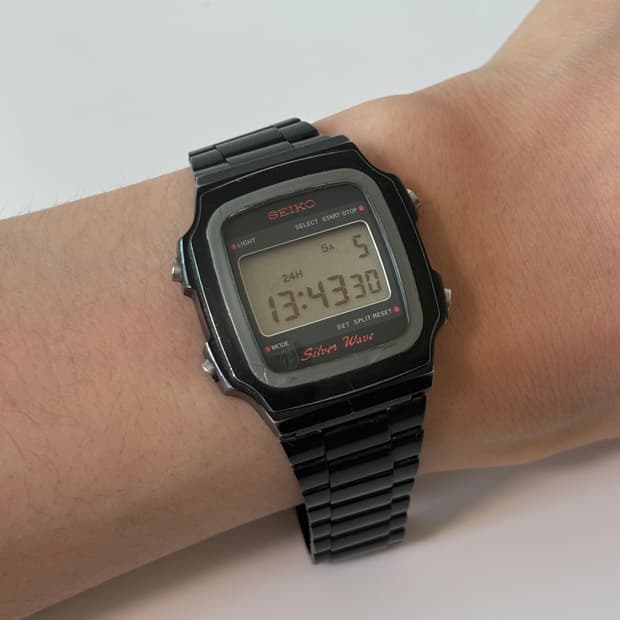 1980s Silverwave Black Square Digital