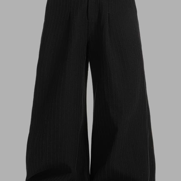 Dark Lines Pinstripe Wide-Leg Pants