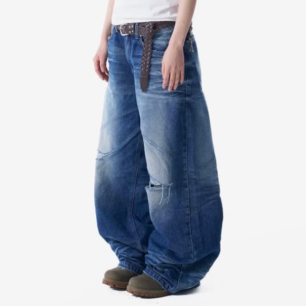 아캄 VTG Embo Washed Denim Pants (Blue) 1