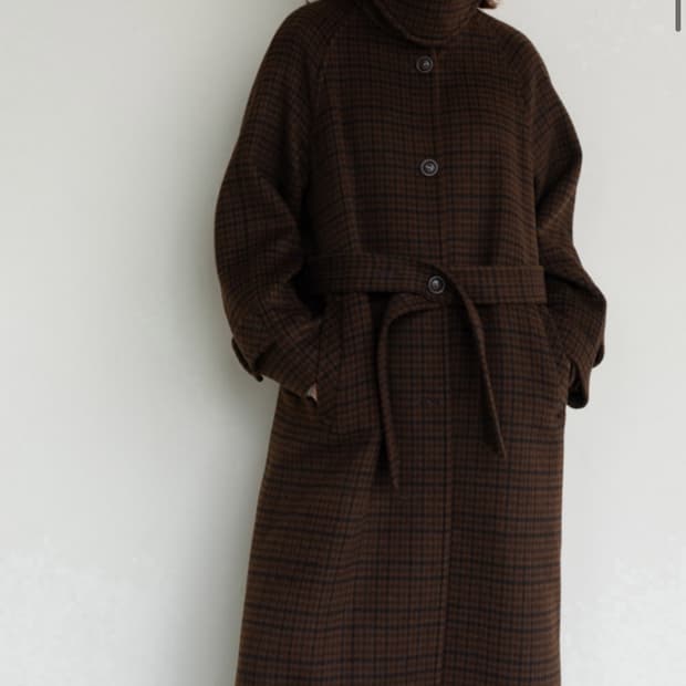 아바몰리 브라운체크 발마칸 코트 s사이즈