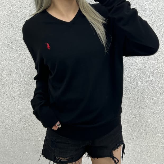 폴로 랄프로렌 레드포니 블랙 브이 니트 XL