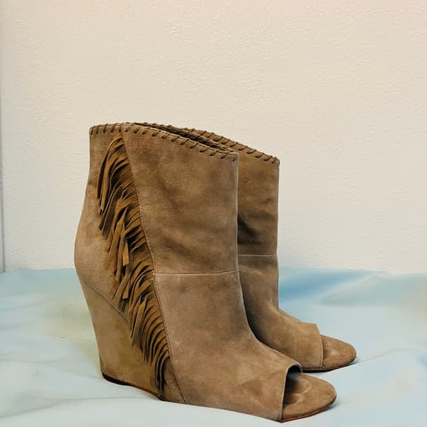 아쉬 ash 스웨이드 프린지 장식 웨지힐 230mm y2k