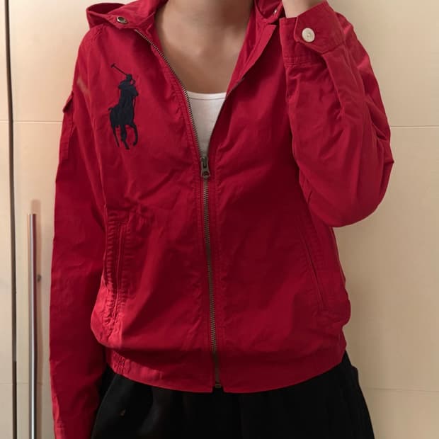 폴로 빅포니 블루종 레드 자켓