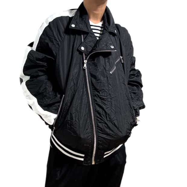 발망 크링클 봄버 라이더 바시티 자켓 