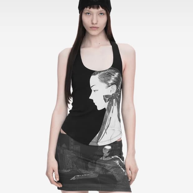 DRAWING HALTER SLEEVELESS,  SKIRT SET