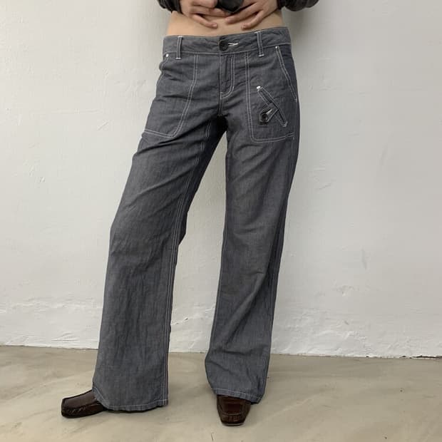 Linen stitch denim pants