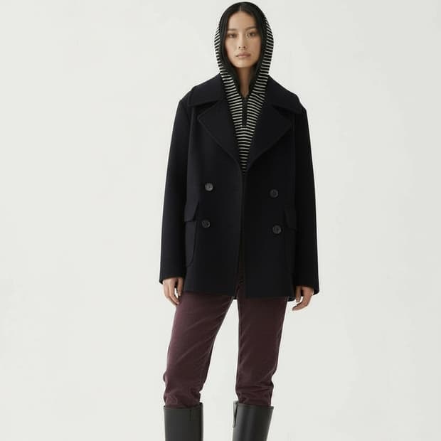 스트라이프 슬림 핏 후디