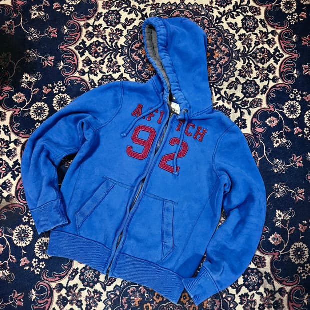 아베크롬비 Y2k 빈티지 블루 스펠아웃 후드집업 L size
