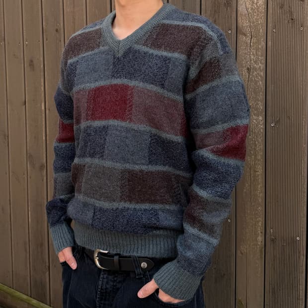 90s Wool V-Neck Knit Sweater