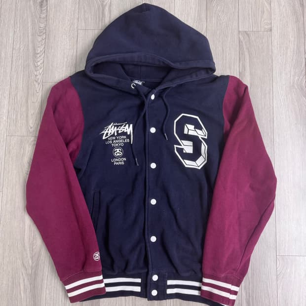 스투시 S로고 월드투어 버튼 후드집업