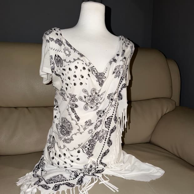 Bandana cascade drape printing top