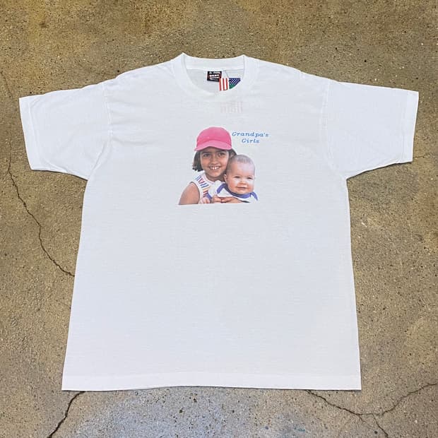 80s Made in USA 미국 빈티지 싱글스티치 손녀들 레어 반팔티