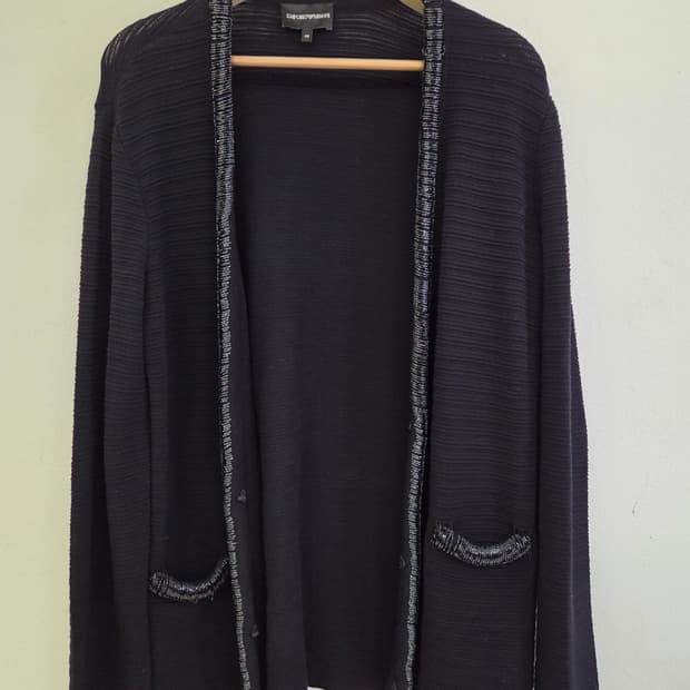 엠포리오 아르마니 블랙 트리밍 가디건 48