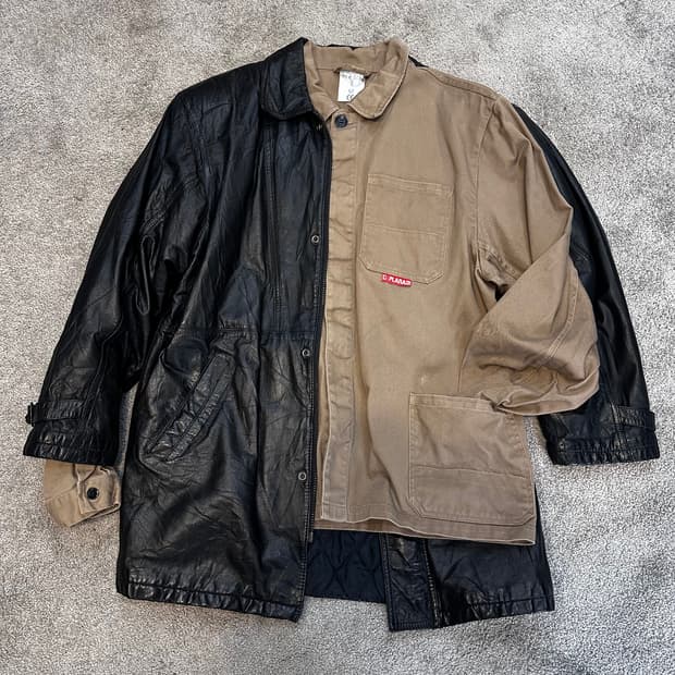 웨스트팩 빈티지 소가죽 하프 자켓M