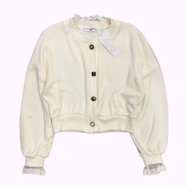 EMSEXCITE lace detail crop cardigan