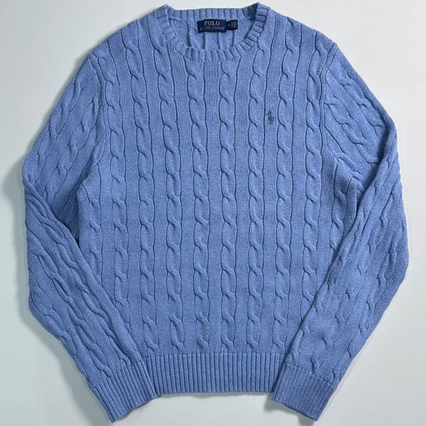 폴로 랄프로렌 스카이블루 케이블 니트