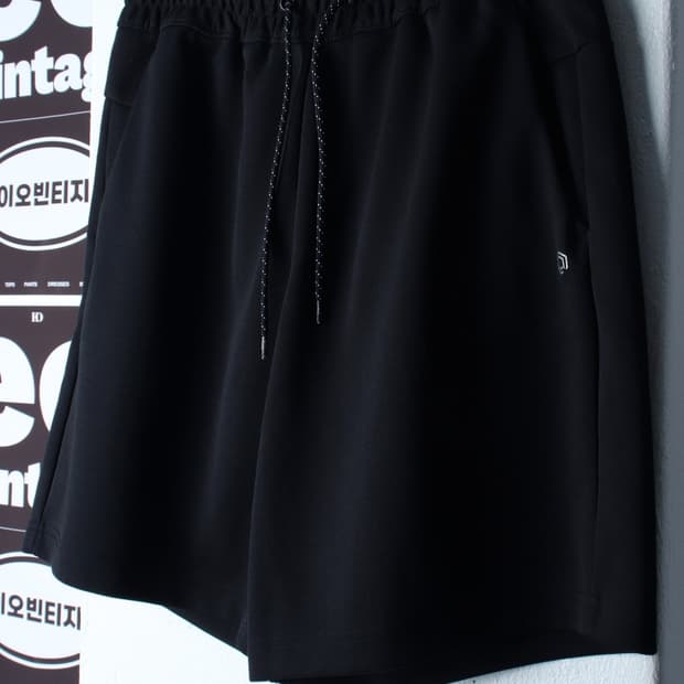 (L-XL) 탑텐 반바지 팬츠 오버핏 밴딩 블랙-P9849