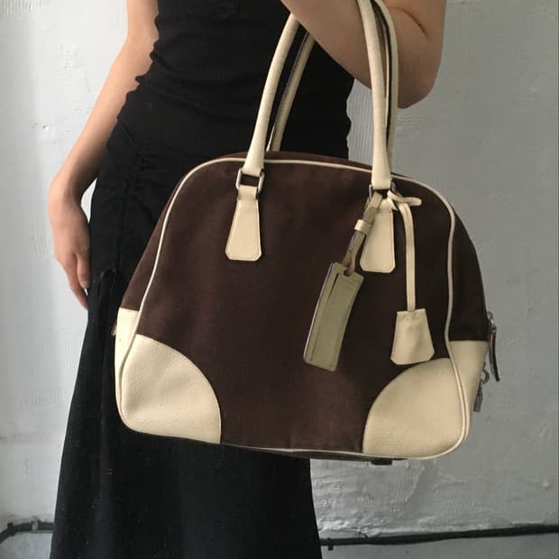 Prada 프라다 카나파 볼러 캔버스 토트백