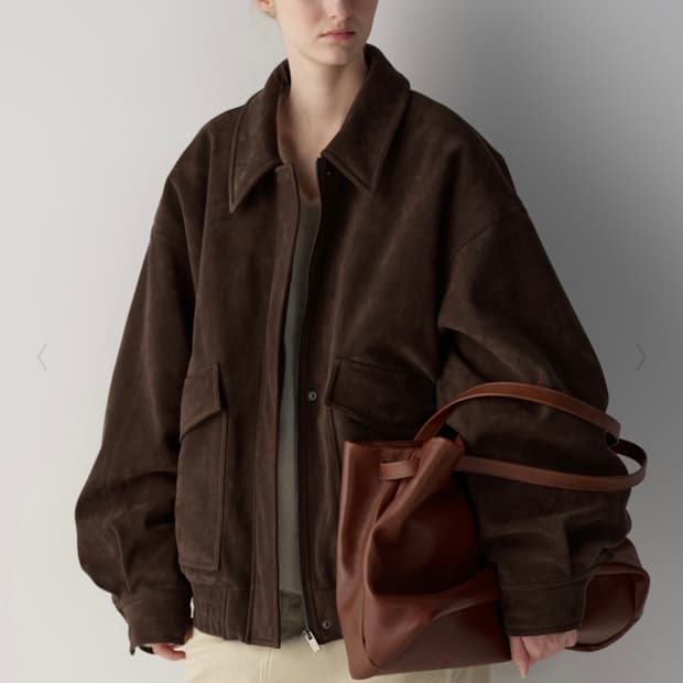 파사드패턴 오버핏 스웨이드 시어링 블루종 M