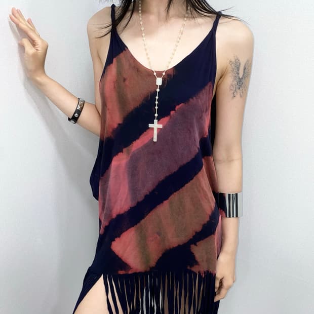 Tie-Dye Asymmetric Fringe Top