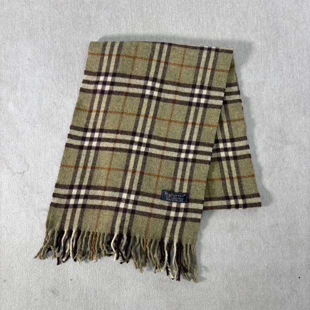 버버리 노바체크 램스울 그린 머플러