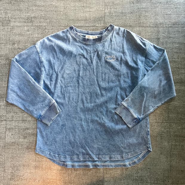 일본빈티지 Logodays 올드스쿨아메카지 혁오풍 데님스웻셔츠 중청