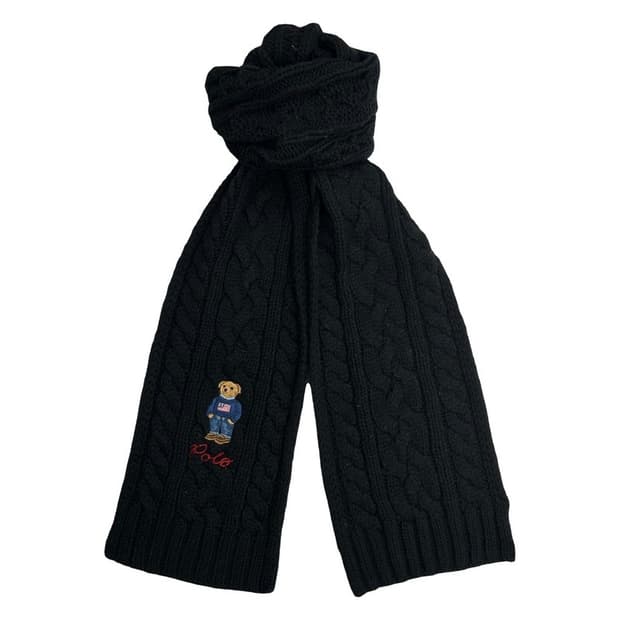 폴로랄프로렌 베어 케이블 니트 스카프 블랙