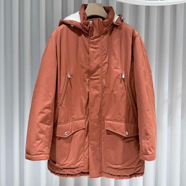 L / 브루넬로 쿠치넬리 탈 부착식 후드 패딩 코트