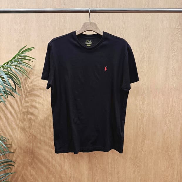 폴로 랄프로렌 클래식 반팔 티셔츠 포니 자수 로고 디테일 블랙