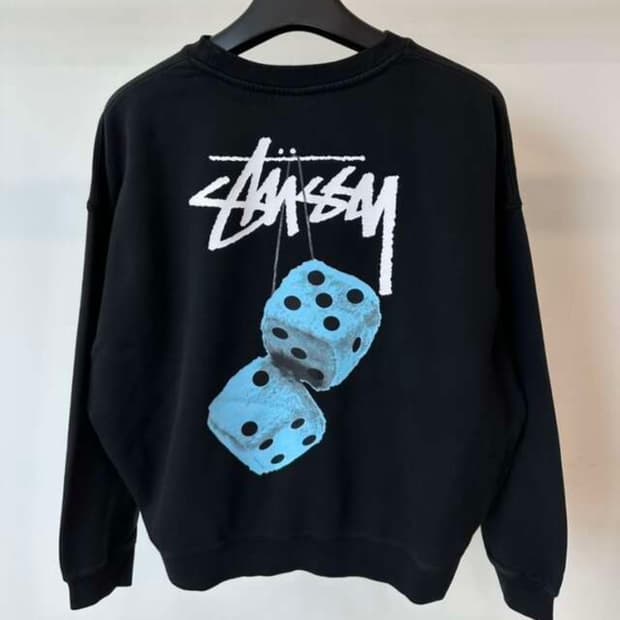 (새상품)스투시 퍼지 다이스 플리스 크루넥 맨투맨 L