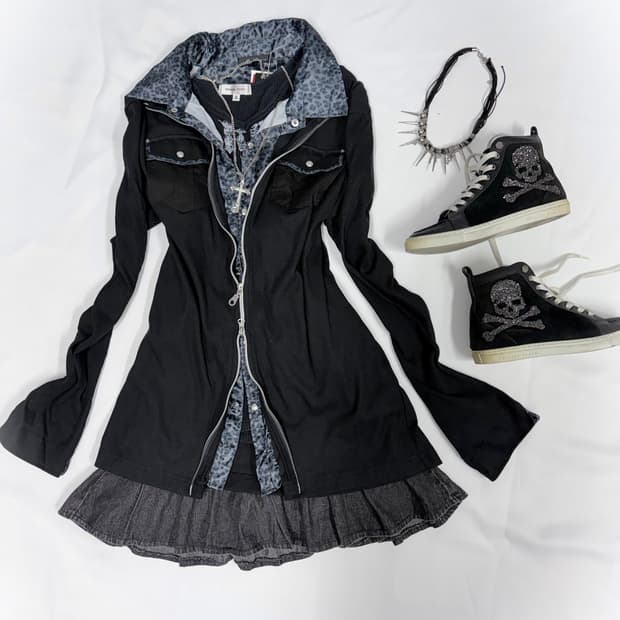 블루그레이 호피 갸루펑크 3pcs 세트🏴‍☠️🏴‍☠️🏴‍☠️