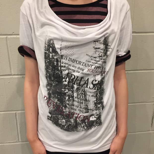 Layered Stripe Sleeve Graphic T-Shirt
