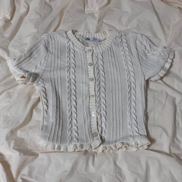 자라 케이블 크롭 니트 가디건 아이보리 xs