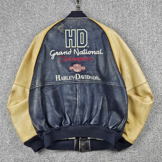 할리데이비슨 그랜드 내셔널 챔피언 배색 가죽 자켓 ( M )/ 10017