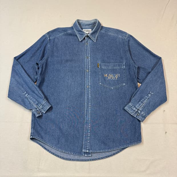 M) MISSONI 미쏘니 스포츠 자수로고 청 데님 셔츠