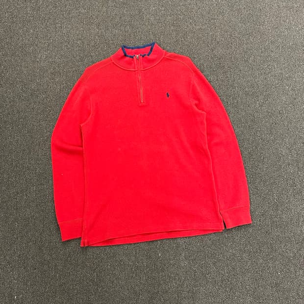 OS)폴로 랄프로렌 빈티지 배색 하프집 니트