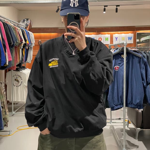 빈티지 v넥 바람막이 웜업(블랙)  